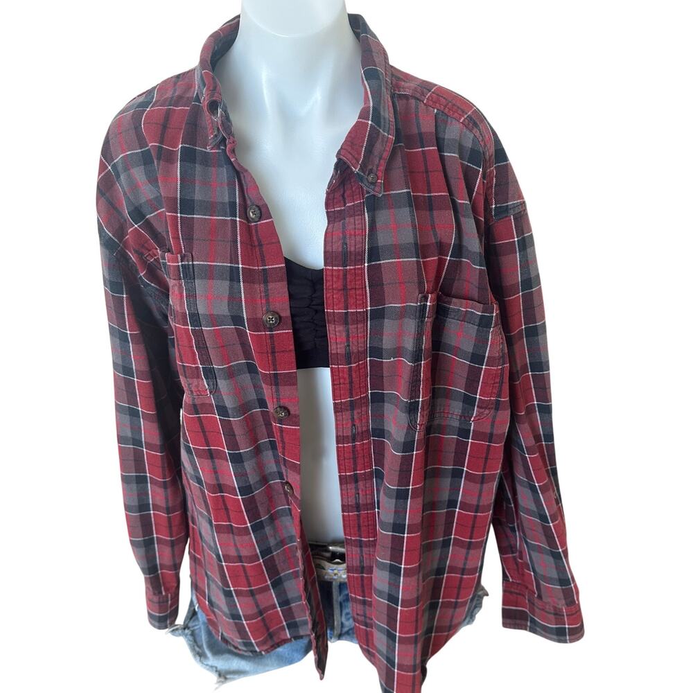 Montana Camping Plaid Flannel Shirt XL Upcycle Unique Last Best Place Outdoors - Picture 4 of 6